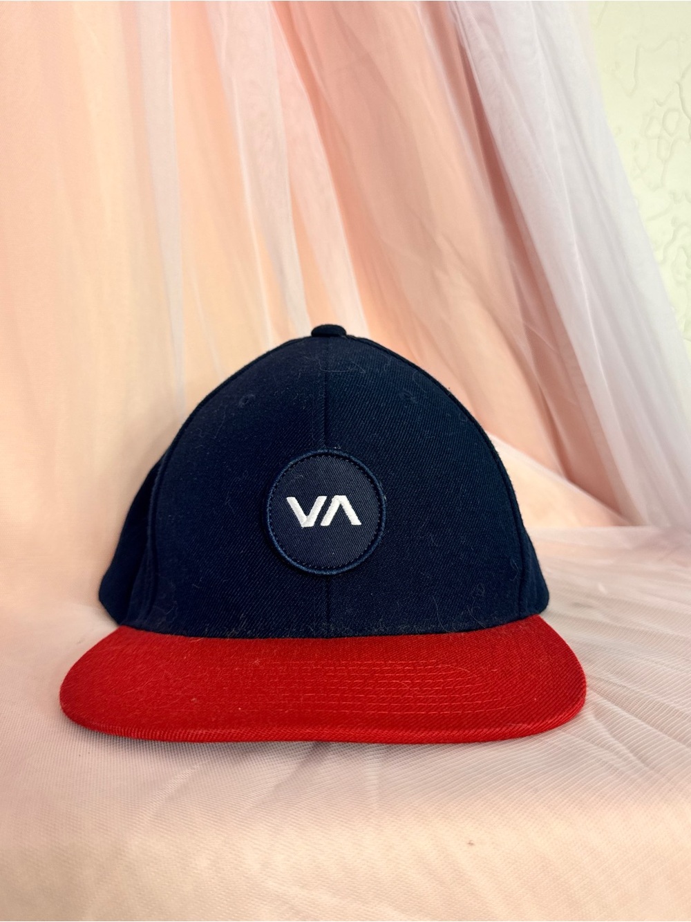 🌟🇺🇸RVCA VA Embroidered Patch Navy Blue & Red Adjustable Snapback Hat